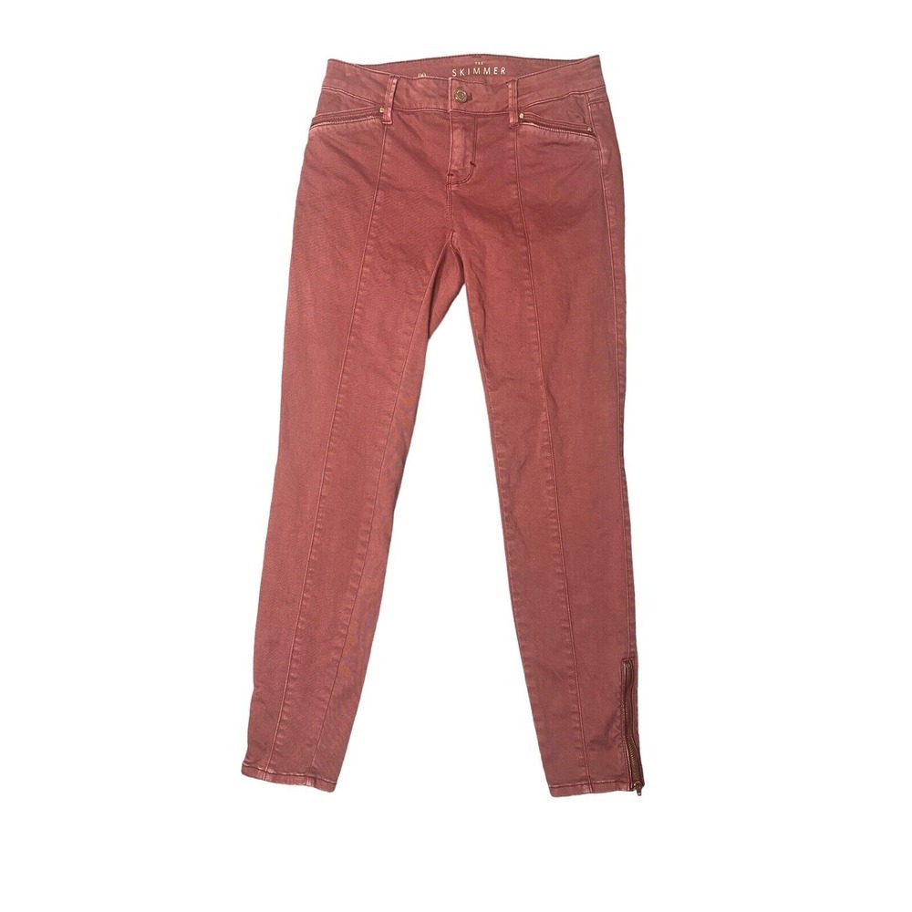 White House Black Market "The Skimmer" Red Ankle Jeans‎ Zipper Ankles Size 00